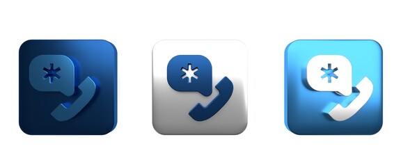 Colorful Telephone with emergency call 911 icon isolated on white background. Police, ambulance, fire department, call, phone. Square button. 3D render illustration