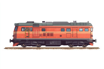 Obraz premium Illustration of Orange Train Locomotive on White Background