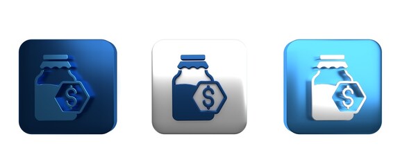 Colorful Sale in jar of honey icon isolated on white background. Food bank. Sweet natural food symbol. Square button. 3D render illustration