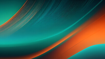 Obraz premium Realistic illustration grainy teal orange dark gradient color wave abstract background vibrant retro style noise texture design.