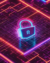 Cyber Security: Neon Lock on Digital Circuitry  