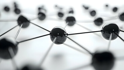 Abstract close-up of interconnected spheres and lines, representing molecular structure and scientific innovation.