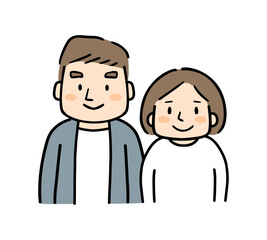 笑顔の中年夫婦のイラスト