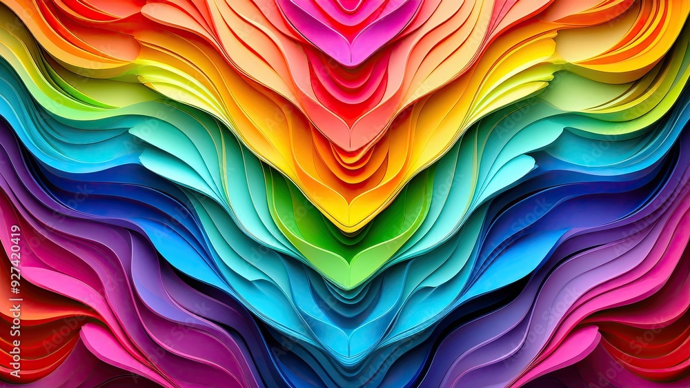 Poster Colorful Layered Abstract Patterns With Vibrant Hues in a Dynamic Arrangement