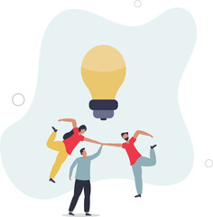 Creativity and innovation as key for successful marketing or new product .flat design with people.