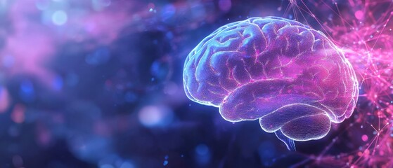 Obraz premium futuristic medical research of brain Alzheimer neural nerve system, Generative AI