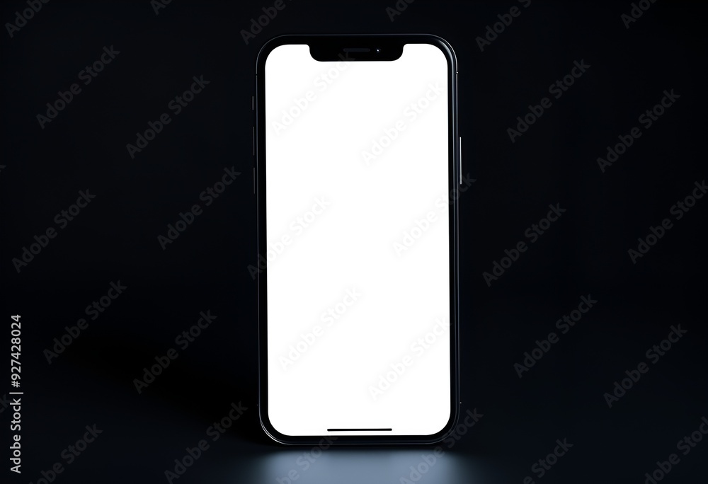 Poster dark isolated mobile device on transparent background