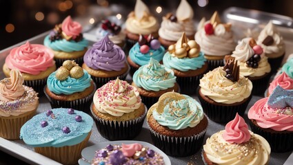 many different cupcakes,