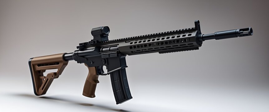 High Accuracy Semi-Automatic FN SCAR 20S Firearm Isolated on Transparent Background