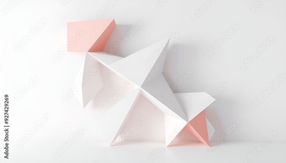 Poster three-dimensional geometric cube figure isolated on transparent background