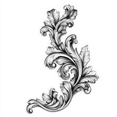 Elegant floral ornament design featuring intricate leaves and swirling patterns, perfect for decor or artistic projects.