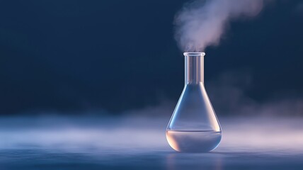 Beaker containing volatile organic compound emitting fumes, chemical substance, volatile substance in action