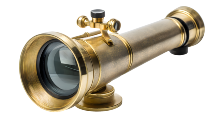 brass telescope, focusing on the lens details and the sense of adventure. Generative AI.