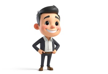 Isolated Three-Dimensional Male Businessman in Suit on Transparent Background