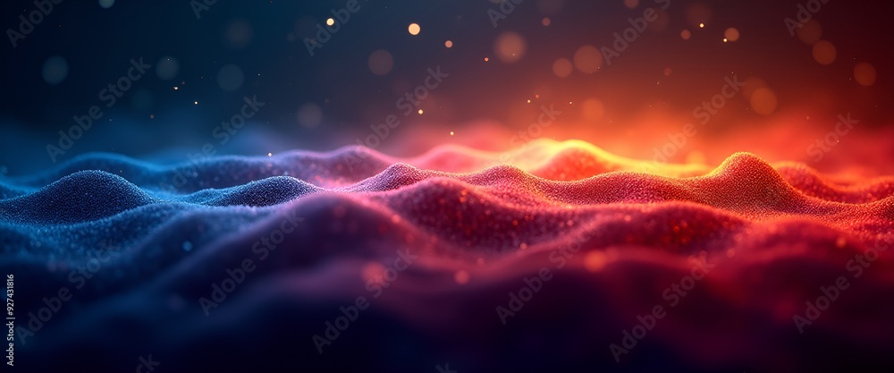 Poster isolated vibrant abstract wave with neon glow on transparent background