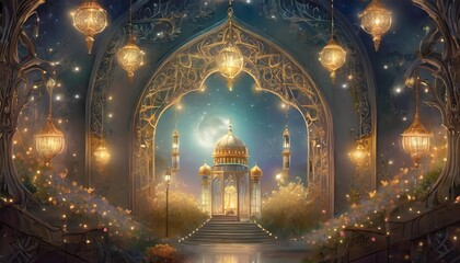 Obraz premium mosque at night