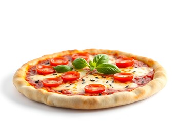 A Delicious and Hot Italian Meal with Fresh Basil and Red Tomatoes