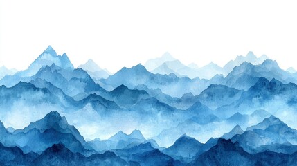 Fototapeta premium Watercolor Painting of Blue Mountains