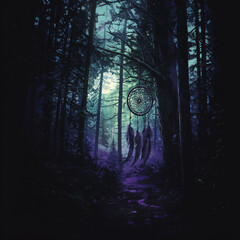 Dream Catcher in Nighttime Woods
