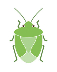 緑色のカメムシのシンプルなイラスト