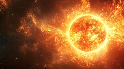 Obraz premium A Stunning Cosmic Illustration of the Sun in all Its Fiery Glory and Majesty