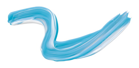 Shiny light blue liquid brush strokes isolated on transparent background