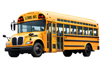 Yellow school bus on a Transparent background.
