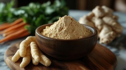 Fototapeta premium Korean ginseng & powder