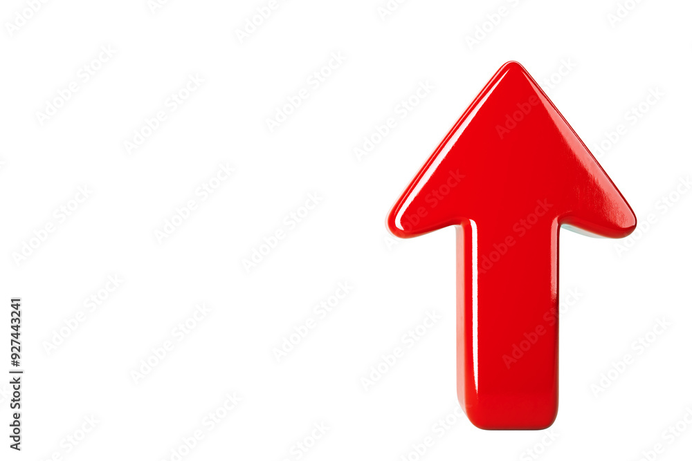 Poster red upward arrow isolated on a clean white background. 3d rendering. concept of direction, rise, and