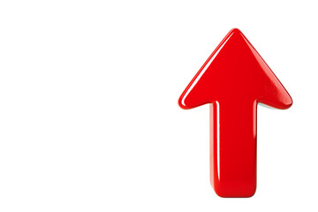 Red upward arrow isolated on a clean white background. 3D Rendering. Concept of direction, rise,...