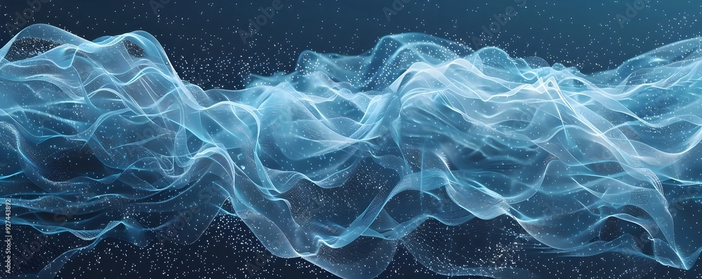 Aufkleber mesmerizing swirling digital ocean waves formed by flowing data streams and natural analytics