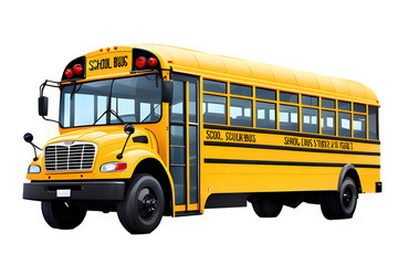 Yellow school bus on a Transparent background.

