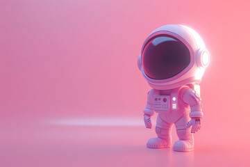 3D illustration of an astronaut on pink background.