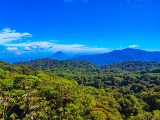 Fototapeta premium Panoramic view from Monteverde rainforest to Arenal volcano in Costa Rica