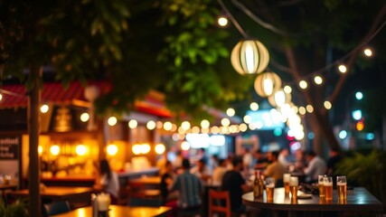 Outdoor Thai Street Bar with Bokeh Background