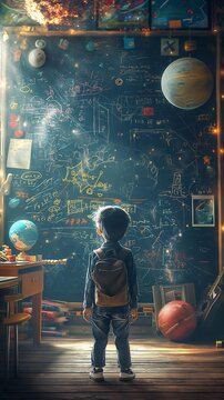 AI generator image of cartoon and image concept of children studying and practicing mathematical calculations.