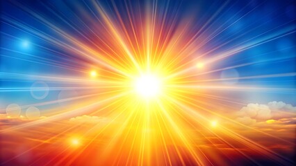 Obraz premium Abstract background featuring a vibrant sun shining brightly in the sky , sun, abstract, background, sky, bright, vibrant, rays