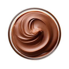 A swirl of chocolate sauce in a glass