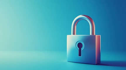Fototapeta premium Cartoon Locked Metallic Padlock Isolated on Flat Blue Background with Shadow 3D Illustration --ar 16:9 --v 6.1 Job ID: ff9f5e9f-4167-4060-80d7-1fe097df67d9
