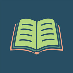 Doodle book icon hand drawn in a modern minimalistic style. Knowledge and education symbol on dark background. Vector illustration