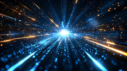 Abstract Blue & Orange Lights Background, Energy & Technology