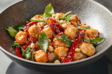  Chinese Kung Pao chicken. AI generative.