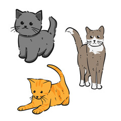 Doodle art illustration of a cute cat isolated on a white background