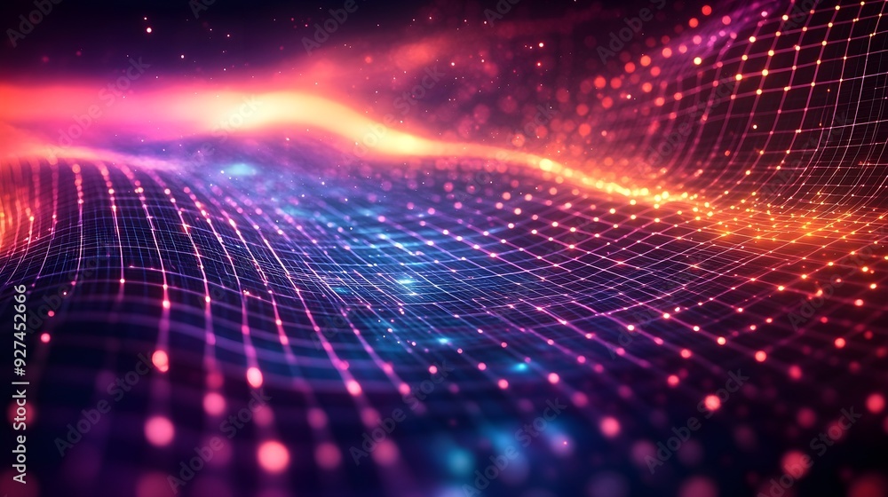 Aufkleber abstract digital network background with glowing lines