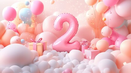 Baby colours 1st, 2nd and 3rd birthday party cards