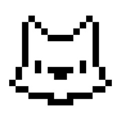 pixel art cute head animal game 8 bit cartoon animal icon logo. black and white sticker pixel art.