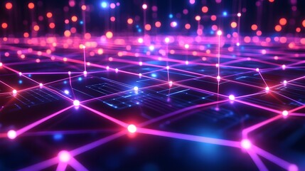 Abstract Neon Lights Network Background