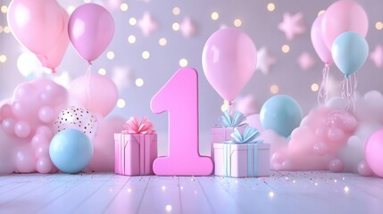 Baby colours 1st, 2nd and 3rd birthday party cards