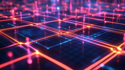 Abstract Neon Lights Technology Background