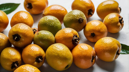 organic fresh Loquat on white